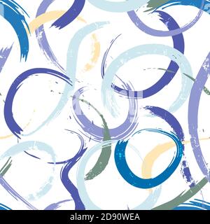 motivo di sfondo astratto senza giunture, con semicerchi/cerchi, tratti di vernice e schizzi Illustrazione Vettoriale