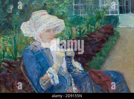 Lydia a crochet in giardino a Marly, Mary Cassatt,1880, Metropolitan Museum of Art, Manhattan, New York City, Stati Uniti d'America, America del Nord Foto Stock