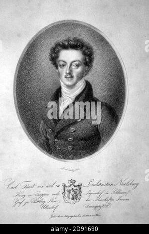 Karl Franz Anton von Liechtenstein Litho. Foto Stock