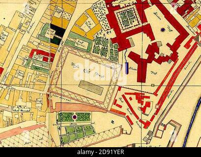 Kaiserliches Zeughaus Oberes Arsenal Mappa Vienna Steinhausen 1710. Foto Stock