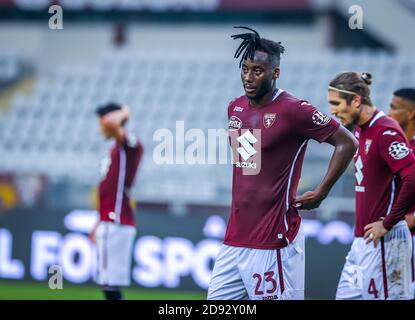 Torino, Italia. 1 novembre 2020. Soaliho Meite del Torino FC durante la Serie A 2020/21 partita tra Torino FC vs SS Lazio allo Stadio Olimpico Grande Torino, Torino, Italia il 01 novembre 2020 - Foto Fabrizio Carabelli/LM Credit: Fabrizio Carabelli/LPS/ZUMA Wire/Alamy Live News Foto Stock