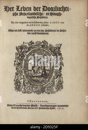 Karel van Mander - Schillderboeck - pagina del titolo della quarta parte su pittori olandesi e tedeschi. Foto Stock