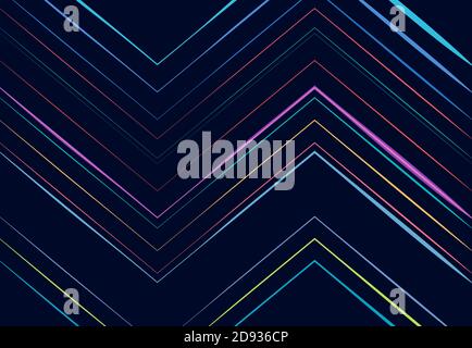 vivaci, vibranti corrugati, ondulati, a zig-zag, crocifissi e dentellati, increspati, rughe, strisce astratte geometriche colorate, motivi multicolore, Illustrazione Vettoriale