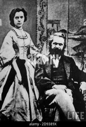 Karl Marx e sua figlia Jenny. Foto Stock