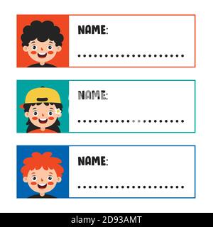 Etichette per i bambini della scuola di Cartoon Illustrazione Vettoriale