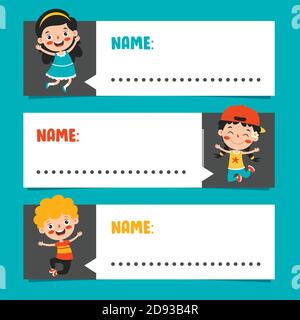 Etichette per i bambini della scuola di Cartoon Illustrazione Vettoriale