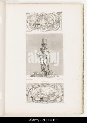 Juste-Aurèle Meissonnier - pannello ornamentale con Fontana Shell fiancheggiata da Garlands e volute, pl. 22 a Oeuvre de Juste-Aurèle... Foto Stock