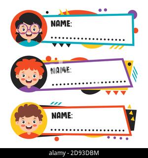 Etichette per i bambini della scuola di Cartoon Illustrazione Vettoriale