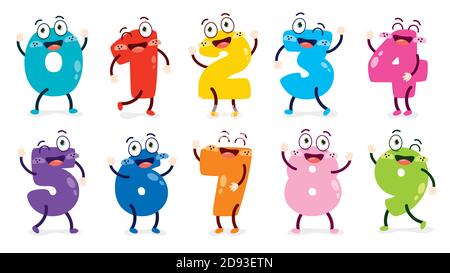 Concetto di numeri di cartoni multicolore Illustrazione Vettoriale