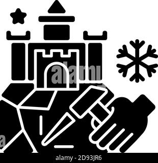 Icona glifo nero scultura su ghiaccio Illustrazione Vettoriale