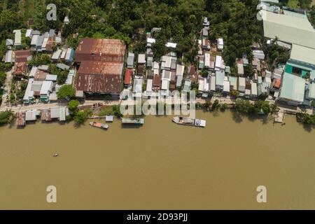 CAN Tho quarta città più grande del Vietnam, la città più grande del delta del fiume Mekong in Asia vista aerea drone foto Foto Stock