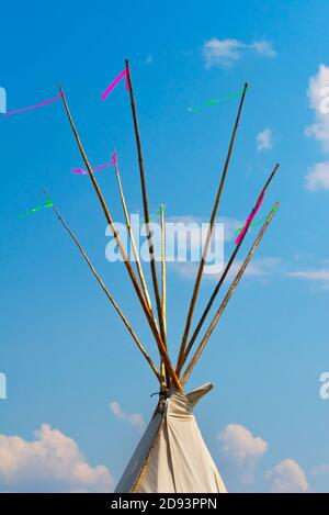 Top of Native American People's teepee, Omak, Washington state, USA Foto Stock