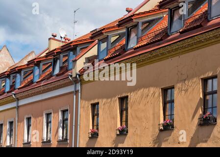 Edifici storici nella città vecchia, Kaunas, Lituania Foto Stock