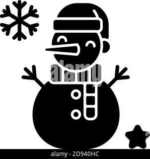 Icona glifo nero di Snowman Illustrazione Vettoriale