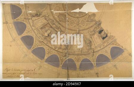 Jules-Edmond-Charles Lachaise, Design per la decorazione del soffitto nell'Opéra Comique, Parigi, ca. 1845. Foto Stock