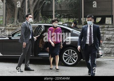 Hongkong, Cina. 02 novembre 2020. Carrie Lam partecipa alla settimana di legge di Hong Kong 2020 con Teresa Cheng a Hongkong, Cina, il 02 novembre 2020.(Photo by TPG/cnsphotos) Credit: TopPhoto/Alamy Live News Foto Stock
