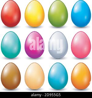Illustrazione vettoriale di set di uova di pasqua colorate Illustrazione Vettoriale