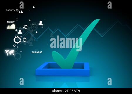 casella di controllo 3d multiuso con segno di spunta Foto Stock