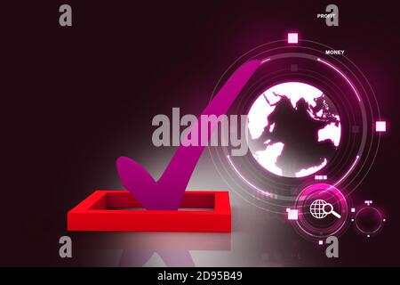 casella di controllo 3d multiuso con segno di spunta Foto Stock