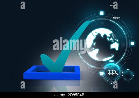 casella di controllo 3d multiuso con segno di spunta Foto Stock