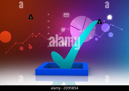 casella di controllo 3d multiuso con segno di spunta Foto Stock