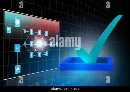 casella di controllo 3d multiuso con segno di spunta Foto Stock
