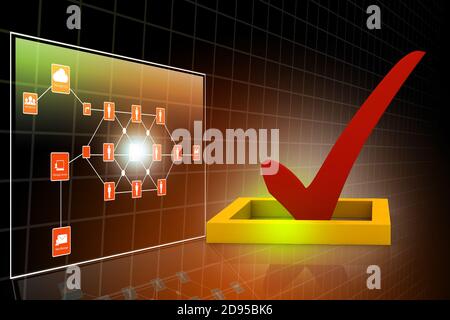 casella di controllo 3d multiuso con segno di spunta Foto Stock