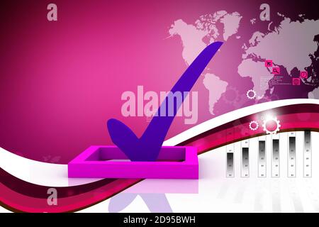 casella di controllo 3d multiuso con segno di spunta Foto Stock