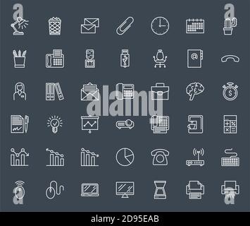 Icone della linea Office Illustrazione Vettoriale