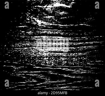 Grunge texture. Un punto bianco graffiato su uno sfondo nero. Illustrazione vettoriale. Illustrazione Vettoriale