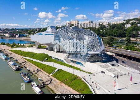 Lione (Francia centro-orientale), distretto di la Confluence, sulla punta meridionale della penisola: Costruzione del museo "Musee des Confluences", design Foto Stock