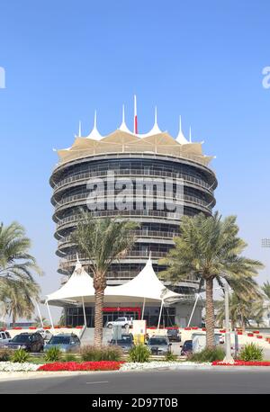 VIP Tower sul circuito di Formula 1, Sakhir, Regno del Bahrain Foto Stock