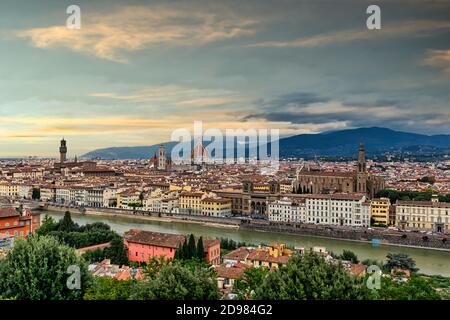 Vista panoramica sul paesaggio urbano di Firenze. Foto Stock