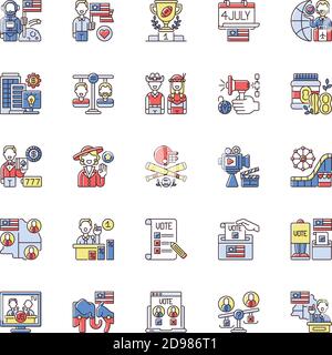 Set di icone a colori RGB USA Illustrazione Vettoriale