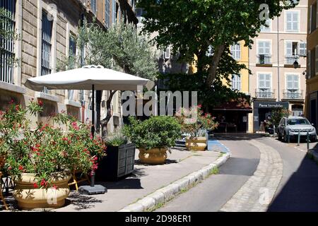 Le strade del centro di Aix-en-Provence, Francia Foto Stock