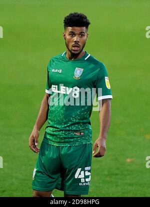 Elias Kachunga di Sheffield Wednesday durante la partita del campionato Sky Bet all'Adams Park, Londra. Foto Stock