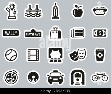 New York City & Culture Icons Black & White Stickker Imposta grande Illustrazione Vettoriale