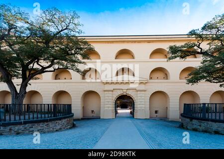 Bastioni visti dall'interno della fortezza di Ehrenbreitstein, Coblenza, Valle del Medio Reno superiore (patrimonio mondiale dell'UNESCO, 2002), Renania-Palatinato, Foto Stock