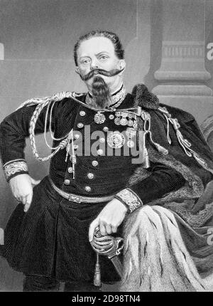 Vittorio Emanuele II Ritratto del Re d'Italia, Vittorio Emanuele II (Vittorio Emanuele II: 1820-1878), incisione, 1872 Foto Stock