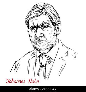 Johannes Hahn, politico austriaco, Commissario per la politica europea di vicinato e i negoziati per l'allargamento, in precedenza per la politica regionale, ha disegnato Foto Stock