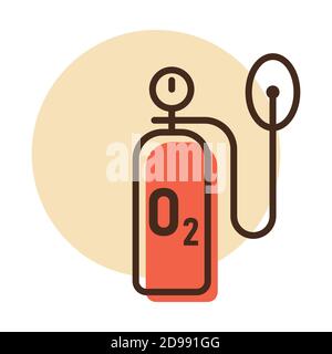 Icona del vettore della bombola di ossigeno per uso medico. Segno medico. Coronavirus. Simbolo grafico per la progettazione di siti Web medici e applicazioni, logo, app, interfaccia utente Illustrazione Vettoriale