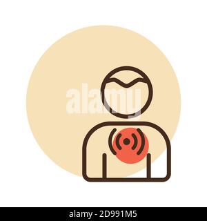 Nuovi sintomi di Coronavirus mal di gola vettore icona. Segno medico. Simbolo grafico per la progettazione di siti Web medici e applicazioni, logo, app, interfaccia utente Illustrazione Vettoriale