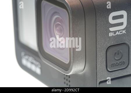 PIATRA NEAMT, ROMANIA - 18 SETTEMBRE 2020: Fotocamera compatta da azione realizzata da GoPro, Hero 9 Black Foto Stock