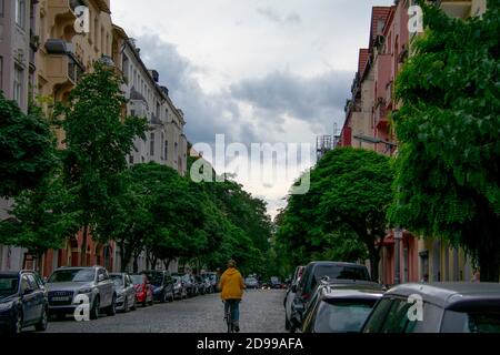 Paesaggio di una strada vuota a Schoneberg Berlino Foto Stock