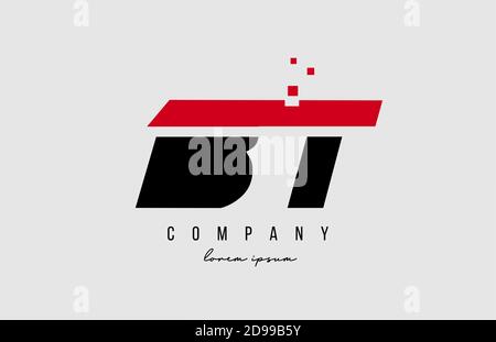 combinazione di logo bt b t alfabeto in rosso e nero. Design creativo delle icone per aziende e aziende Illustrazione Vettoriale