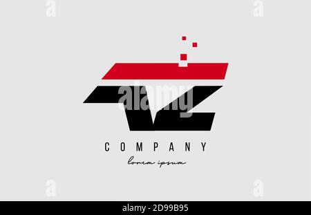 combinazione di logo lettera alfabetica az a z in rosso e nero. Design creativo delle icone per aziende e aziende Illustrazione Vettoriale