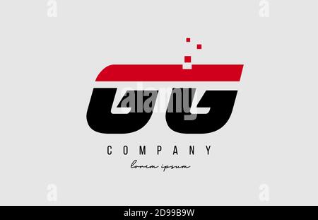 combinazione logo lettera alfabetica gg g in rosso e nero. Design creativo delle icone per aziende e aziende Illustrazione Vettoriale