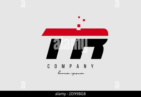 combinazione di logo lettera alfabetica tr t r in rosso e nero. Design creativo delle icone per aziende e aziende Illustrazione Vettoriale
