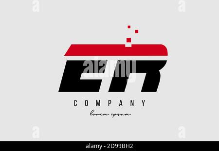 combinazione di logo con lettera alfabetica in rosso e nero. Design creativo delle icone per aziende e aziende Illustrazione Vettoriale