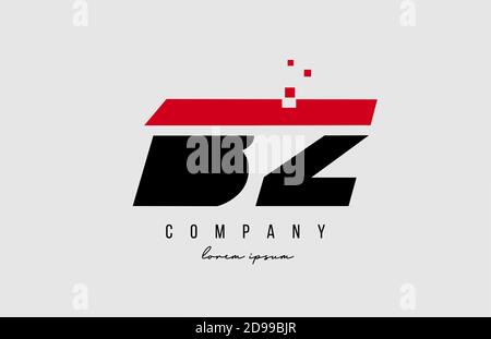 combinazione di logo lettera alfabetica bz b z in rosso e nero. Design creativo delle icone per aziende e aziende Illustrazione Vettoriale